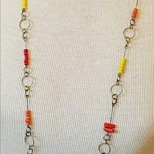 Brass and bead necklace by Rachel